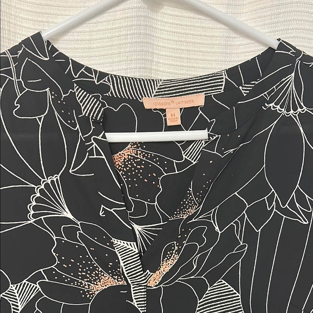 Black Gibson Latimer Blouse with Mandarin Collar - Picture 2 of 8